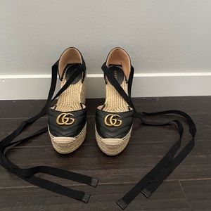 Gucci LEATHER PLATFORM ESPADRILLE
